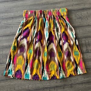 CAbi Ikat Bella Tribal Print Convertible Pocket Mini Skirt #359, elastic Size XS